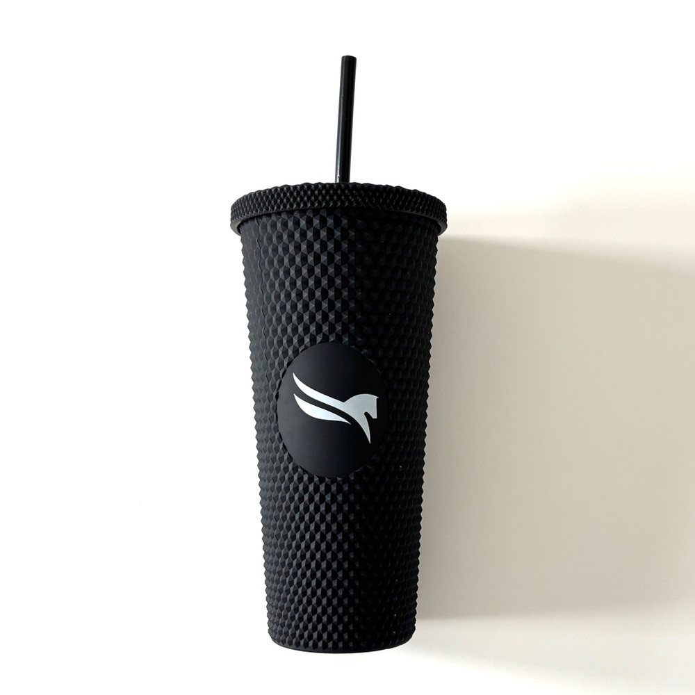 NEW Ultra Edgy Black Textured Tumbler with Straw